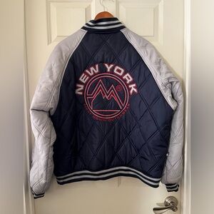 Men’s vintage First Down quilted bomber jacket New York 82 XL Winter rare